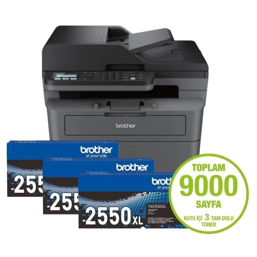 BROTHER MFC-L2806DW-3T 34PPM A4 MONO LASER YAZ/TAR/FOT/FAX DUB NET WIFI (3 AD. TONERLİ)